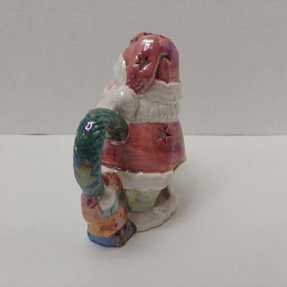 Vintage Santa Claus & Snowman Friends Pitcher Tea Light Candle Holder Metallic - Picture 7 of 14